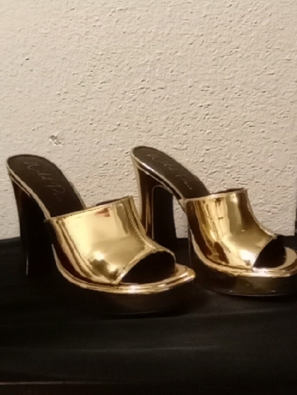 Wild Pair Metallic Gold Open-Toe Platform Heels